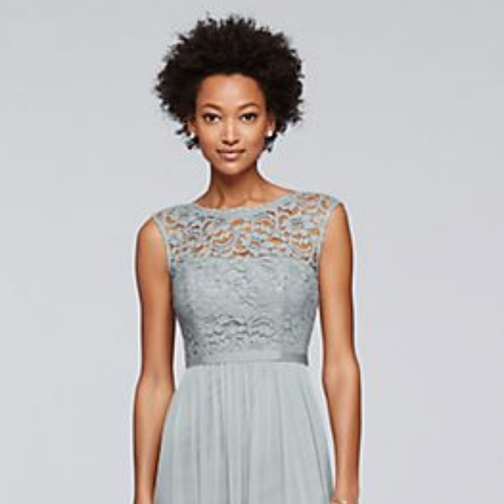 David's Bridal - Mystic Long Bridesmaid w/ Lace